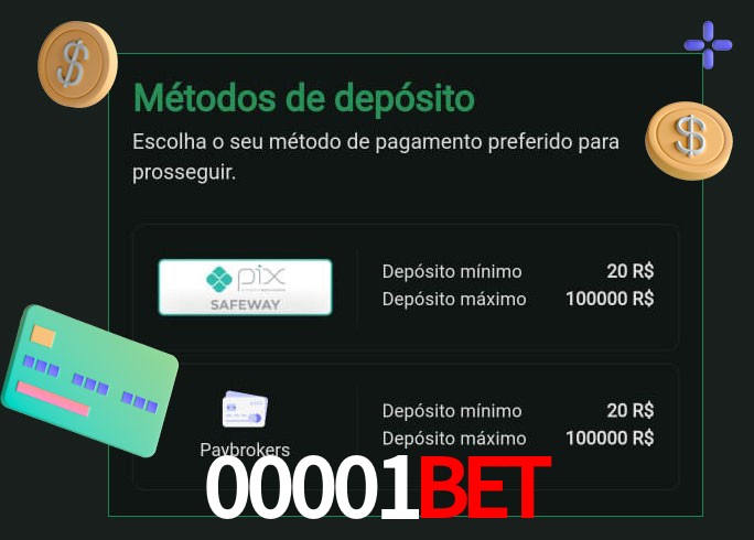 O cassino 00001Bet oferece uma grande variedade de métodos de pagamento
